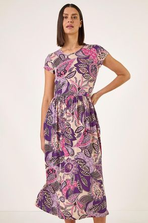 Roman Paisley Print Stretch Midi Dress