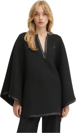 Karl Lagerfeld V-Neck Poncho - Dames - Jassen - Zwart - Maat: XS Leer