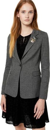Liu Jo Pied-de-Poule Blazer met Afneembare Stenen Broche - Dames - Blazers - Grijs - 2XL - Leer - Jassen