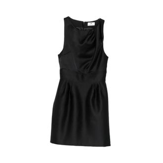 Elisabetta Franchi Short Dresses, female, Black, Size: S Duchess Satin Dress