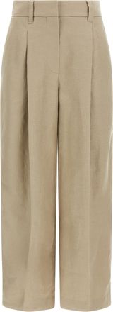 Brunello Cucinelli Beige Linen Casual Womens Pants
