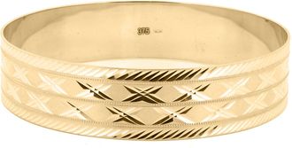Jewelco London 9ct Gold Criss Cross Pattern Slave 10mm Bangle Bracelet - JBG358