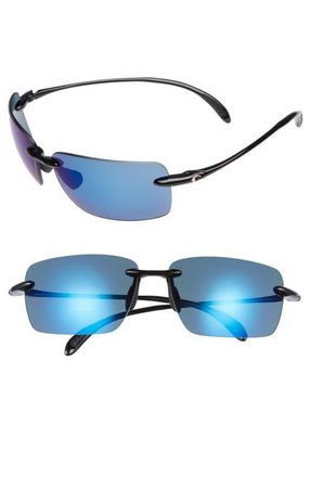 Costa Gulfshore XL 66mm Polarized Sunglasses in Black/Blue Mirror at Nordstrom