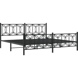 vidaXL Estructura Cama Sin Colch&oacute;n Con Estribo Metal Negro 193x203 Cm Vidaxl