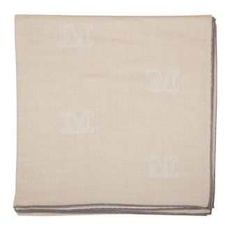 Max Mara Winter Scarves, female, Beige, Size: ONE SIZE Embroidered Wool and Silk Scarf