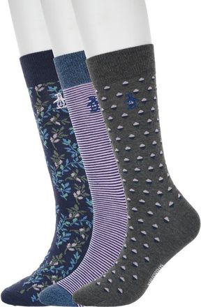 Original Penguin Split Dot Assorted 3-Pack Crew Socks in Grey at Nordstrom Rack