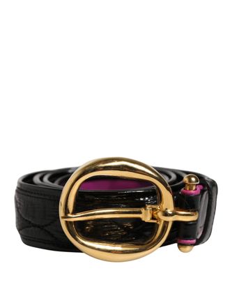 Ermanno Scervino Leather gold Round Buckle Waist Womens Belt (Pre-Owned)