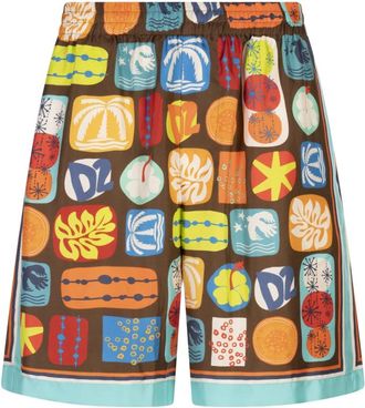 Dsquared2 Multicolor Zomer Elastische Bedrukte Boxershorts - Heren - Korte Broeken - Veelkleurig - XL - Korte Broeken