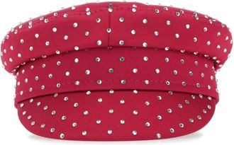 Ruslan Baginskiy Tyrian Purple Satin Baker Boy Hat - Dames - Hoeden - Rood - S - Satijn - Accessoires