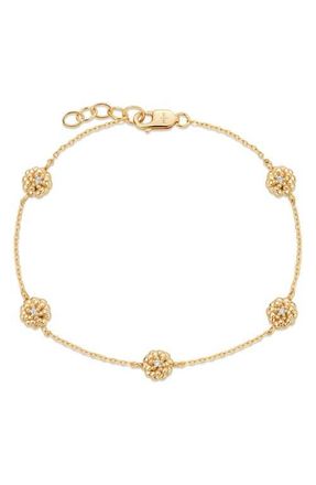 Made by Mary Cubic Zirconia Birthstone Flower Station Bracelet in Gold October at Nordstrom, Size 7