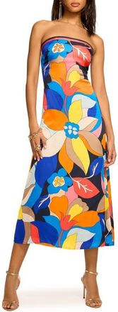 Ramy Brook Isley Floral Strapless Dress in Navy Hibiscus at Nordstrom, Size 10