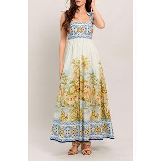 Flying Tomato Square Neck Bow Tie Strap Maxi Dress in Ivory at Nordstrom Rack, Size X-Large