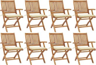 vidaXL Vidaxl - Sillas De Jard&iacute;n Plegables 8 Uds Madera Maciza Teca Con Cojines