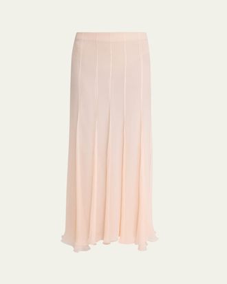 Chlo&eacute; Paneled Sheer Silk Maxi Skirt