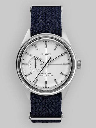 Timex Marlin Jet Auto Case Silver Uhr blau
