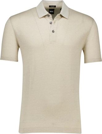 HUGO BOSS Tops, Heren, Beige, 3Xl, Beige poloshirt met korte mouwen