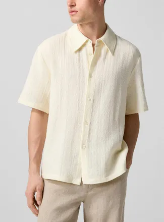 S&eacute;fr Mens Dayot textured ecru shirt