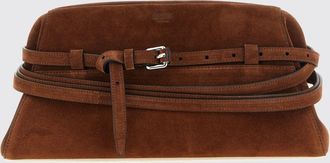 Moschino Clutch Tie Me in pelle scamosciata con tracolla