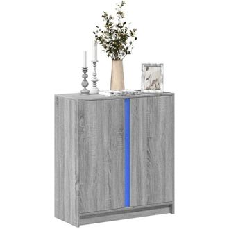 vidaXL Vidaxl - Credenza con led Grigio Sonoma 77x34x85 cm in Legno Multistrato