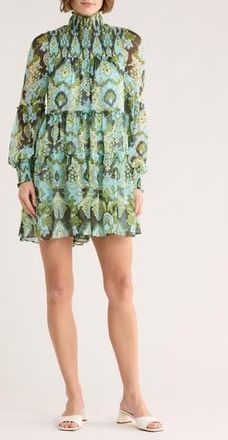 Cinq &agrave; Sept Rika Long Sleeve Dress in Light Cyan Multi at Nordstrom Rack, Size 00