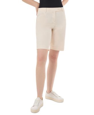Jones New York Womens Jones New York Bermuda Shorts Jones White Cotton Duke Fly-Front FTS1400