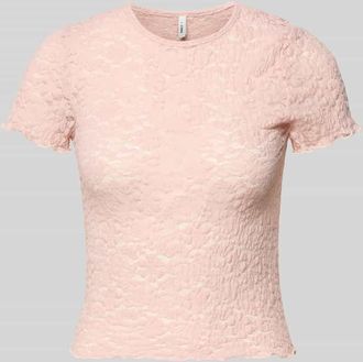 Only Slim Fit T-Shirt aus Spitze Modell FAITH in Rosa, Gr&ouml;&szlig;e XL
