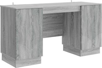 vidaXL Escritorio Gris Sonoma 142,5 X 50 X 75 Cm Madera De Ingenier&iacute;a Vidaxl