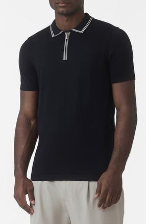 Mauvais Newbury Slim Zip Knit Polo in Navy at Nordstrom, Size Xx-Large