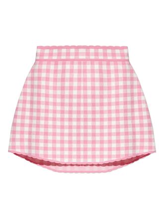 LoveShackFancy gingham scallop-hem mini skirt - Pink