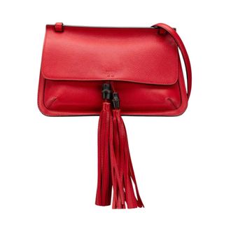 Gucci Pre-owned Medium Leather Bamboo Daily Crossbody - Dames - Pre-owned - Rood - Maat: ONE Size Leer