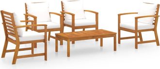 vidaXL Vidaxl - Muebles De Jard&iacute;n 5 Piezas Cojines Madera Maciza De Acacia
