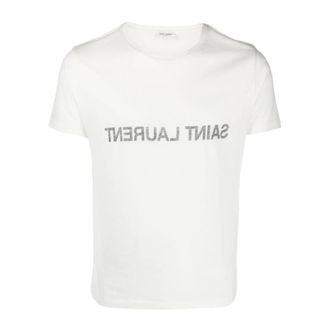 Saint Laurent T-Shirts, male, White, Size: M Logo T-Shirt