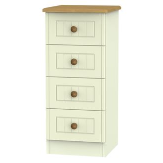 Welcome Furniture Byland Ready Assembled 4 Drawer Tallboy in Cream Ash & Modern Oak - Welcome Furniture | TJ Hughes