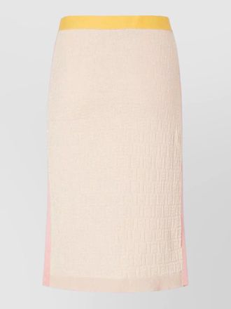 Fendi knee length midi skirt textured panels waistband