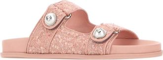 Jimmy Choo London Womens Pink Boucle Fayence Slippers Roserose Flat Shoes