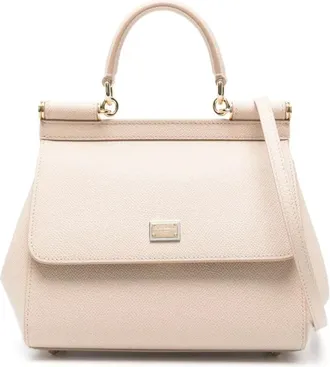 Dolce & Gabbana Tassen, Dames, Beige, ONE Size, Leer, Sicily Medium Handtas