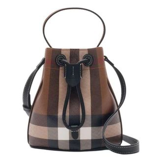 Burberry (WMNS) Burberry 26 Mini Check Bucket Bag Dark Birch Brown 81122381