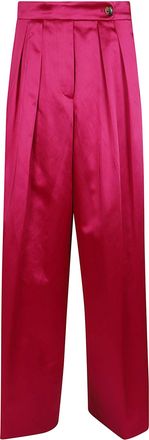 Dries Van Noten Glossy Wide-Leg Pants with Double Front Pleats