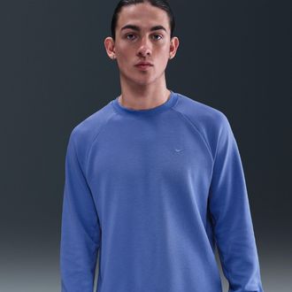 Nike Mens Primary Fleece Dri-FIT UV Performance Crew in Blue | FZ0971-411