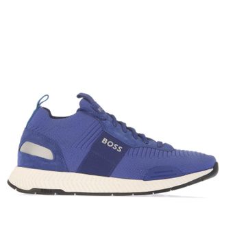 HUGO BOSS Mens Titanium Running Trainers in Blue Textile - Size UK 12