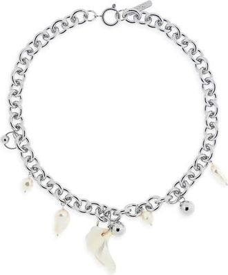 Justine Clenquet Tyler Mixed Charm Chain Necklace in Palladium at Nordstrom