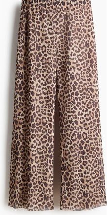 H&M Mesh Pull-on Trousers in Light Beige/leopard Print at Nordstrom, Size X-Small
