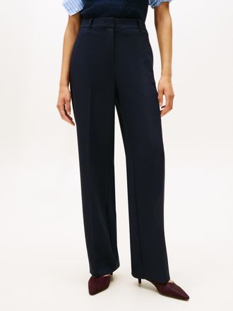 Tommy Hilfiger Anzughose TOMMY HILFIGER PUNTO SLIM STRAIGHT PANT, Damen, Gr. 38, N-Gr, blau (schwarz night navy), Web, Obermaterial: 68% Polyester, 28% Viskose, 4% E
