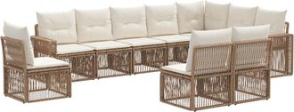 vidaXL Conjunto De Sof&aacute;s De Jard&iacute;n 10 Uds. Beige Y Blanco Crema Vidaxl