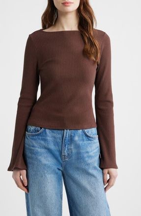 Reformation Miller Bell Sleeve Knit Top in Cafe at Nordstrom, Size X-Large