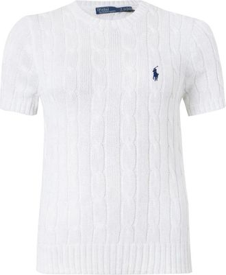 Polo Ralph Lauren Round-neck Knitwear, female, White, Size: S Cable Knit Crew-neck Sweater