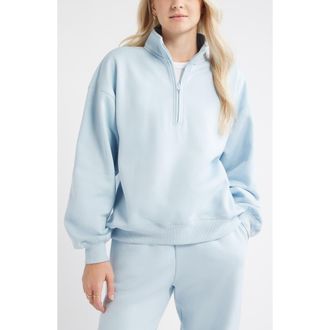 BP. Relaxed Quarter Zip Pullover in Blue Skyride at Nordstrom Rack, Size Large