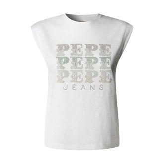 Pepe Jeans London Sleeveless Tops, female, White, Size: XS Luj&aacute;n Sleeveless Top