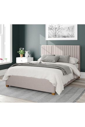 Aspire Home Accents Grant Upholstered Ottoman Storage Bed, Eire Linen Fabric in Off-White | Size: Super King