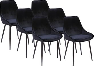 Vente-Unique Lote de 6 sillas MASURIE - Terciopelo - Negro